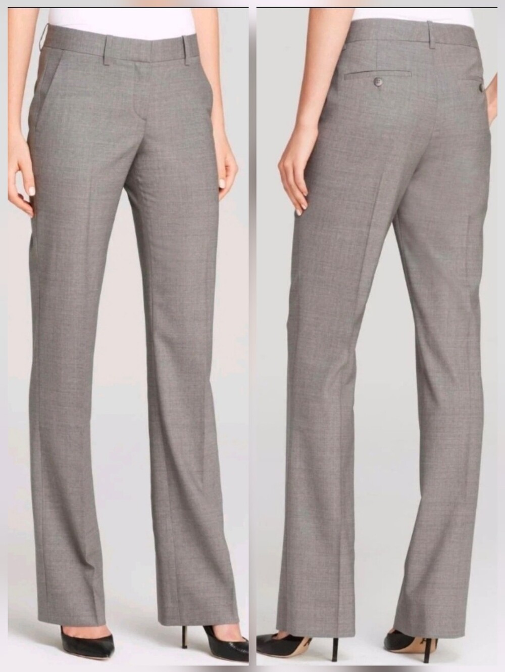 ❤ NWOT! THEORY CUSTOM MAX 2 VIRGIN WOOL PANTS / TROUSERS, GRAY, 2 (26)